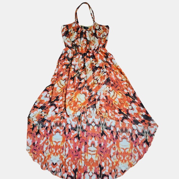 Guess High Low Halter Dress Abstract Print Size S Lightweight Sheer Boho Beach - Picture 1 of 7